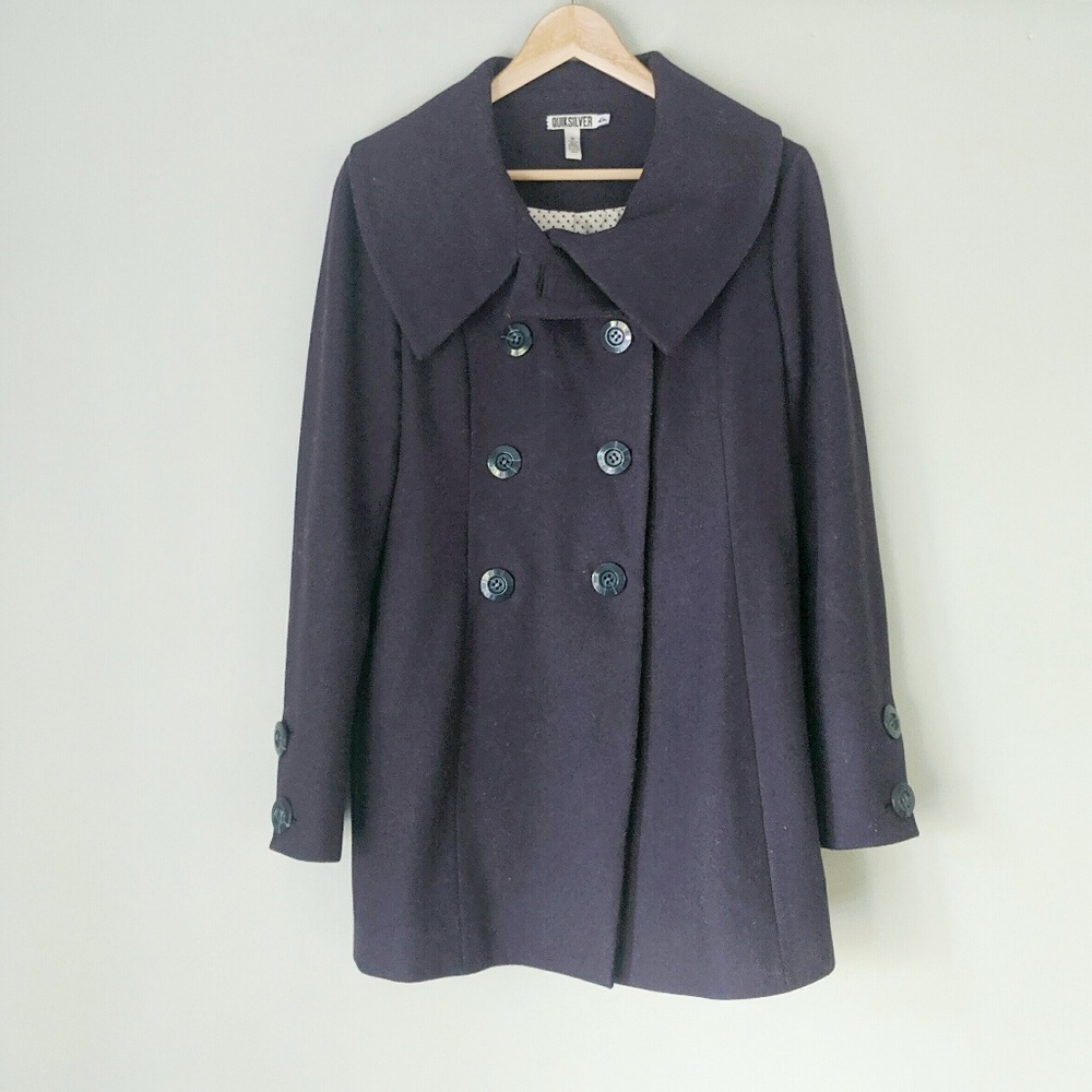 Quicksilver Asymmetrical Purple Wool Pea Coat